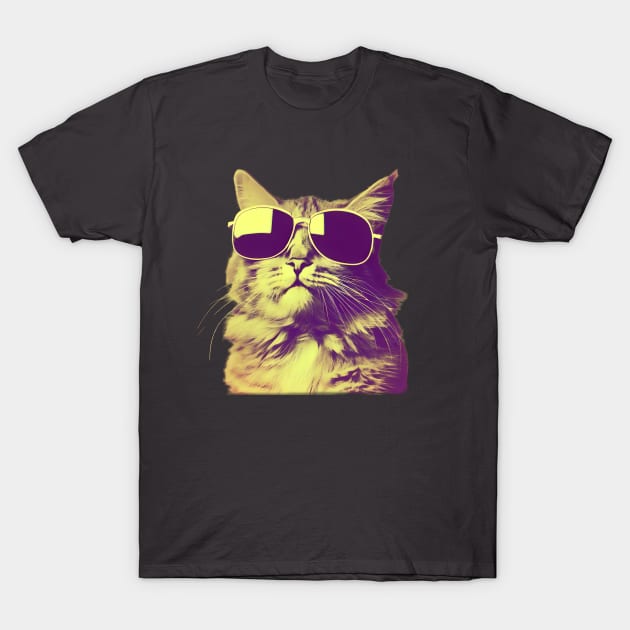 Vintage cat wearing sunglasses T-Shirt by Ravenglow